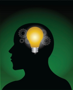 vector image of a idea bulb in brain